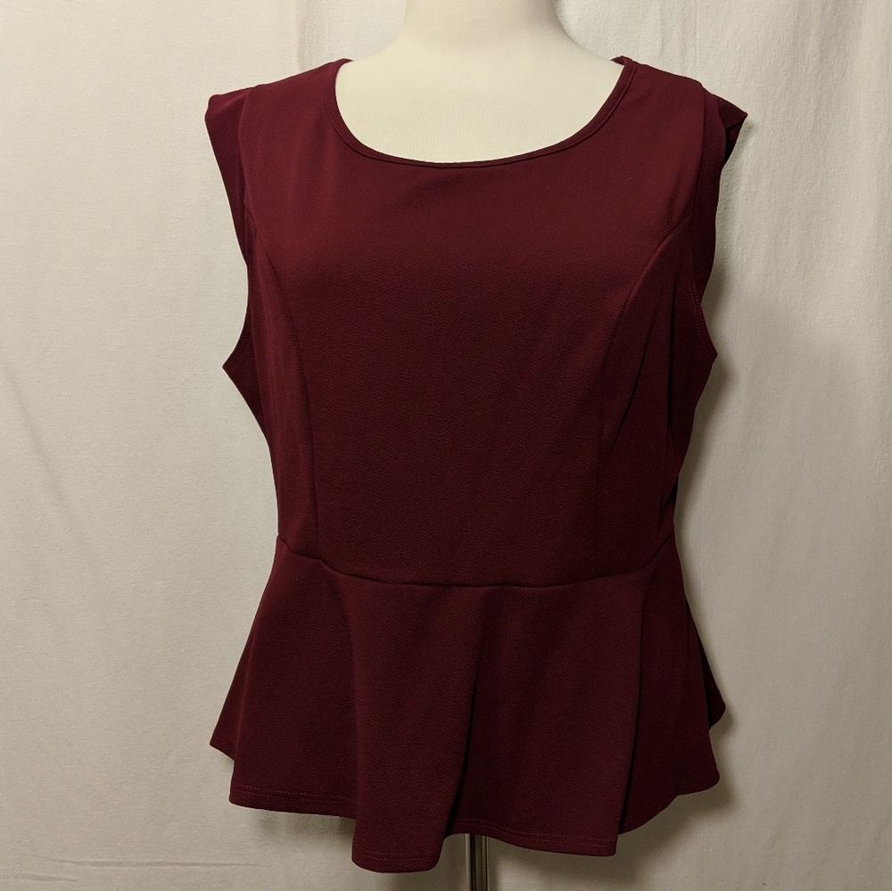 Wet Seal Merlot Wine Sleeveless Peplum Top NWOT